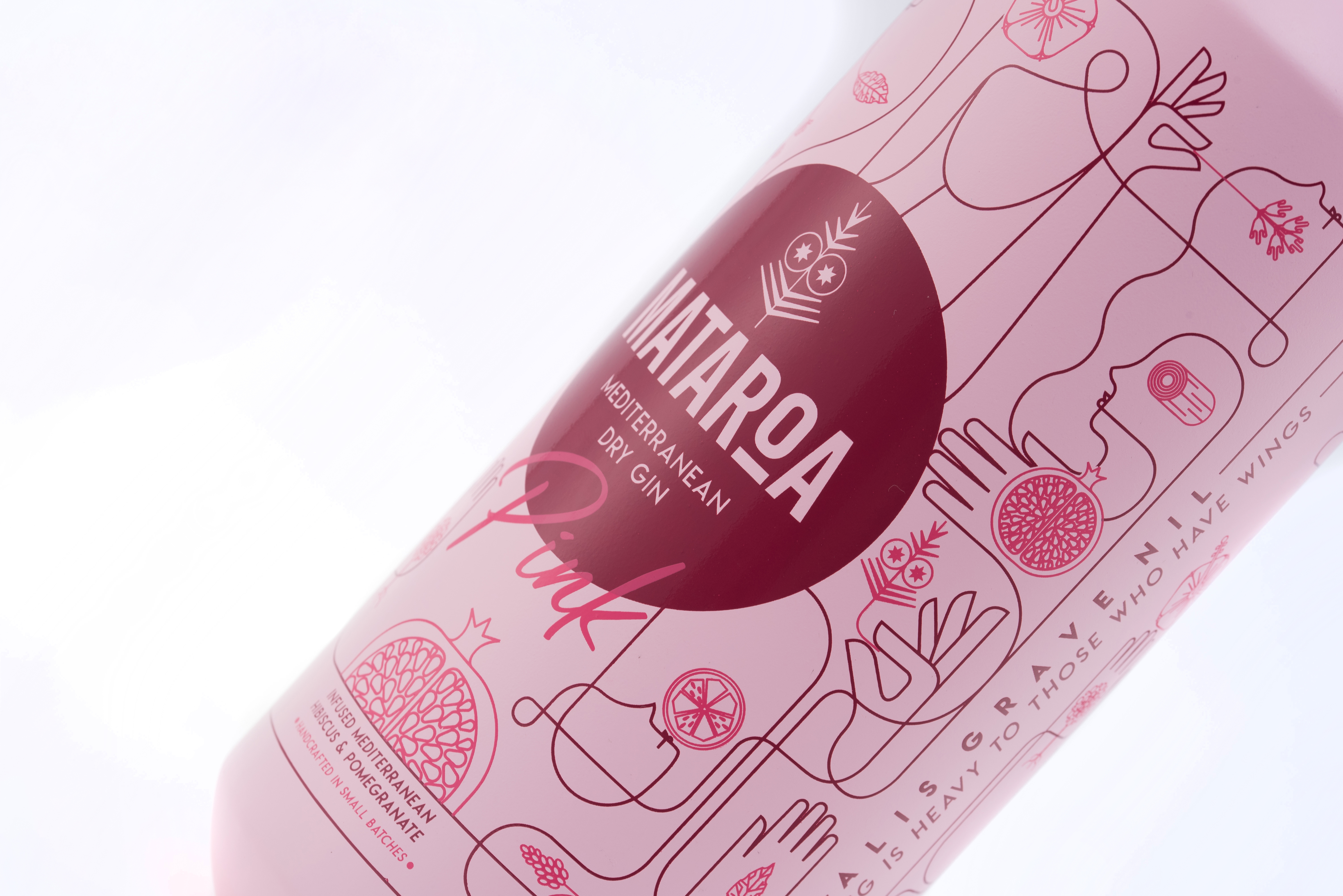 A bottle of Mataroa Pink Gin