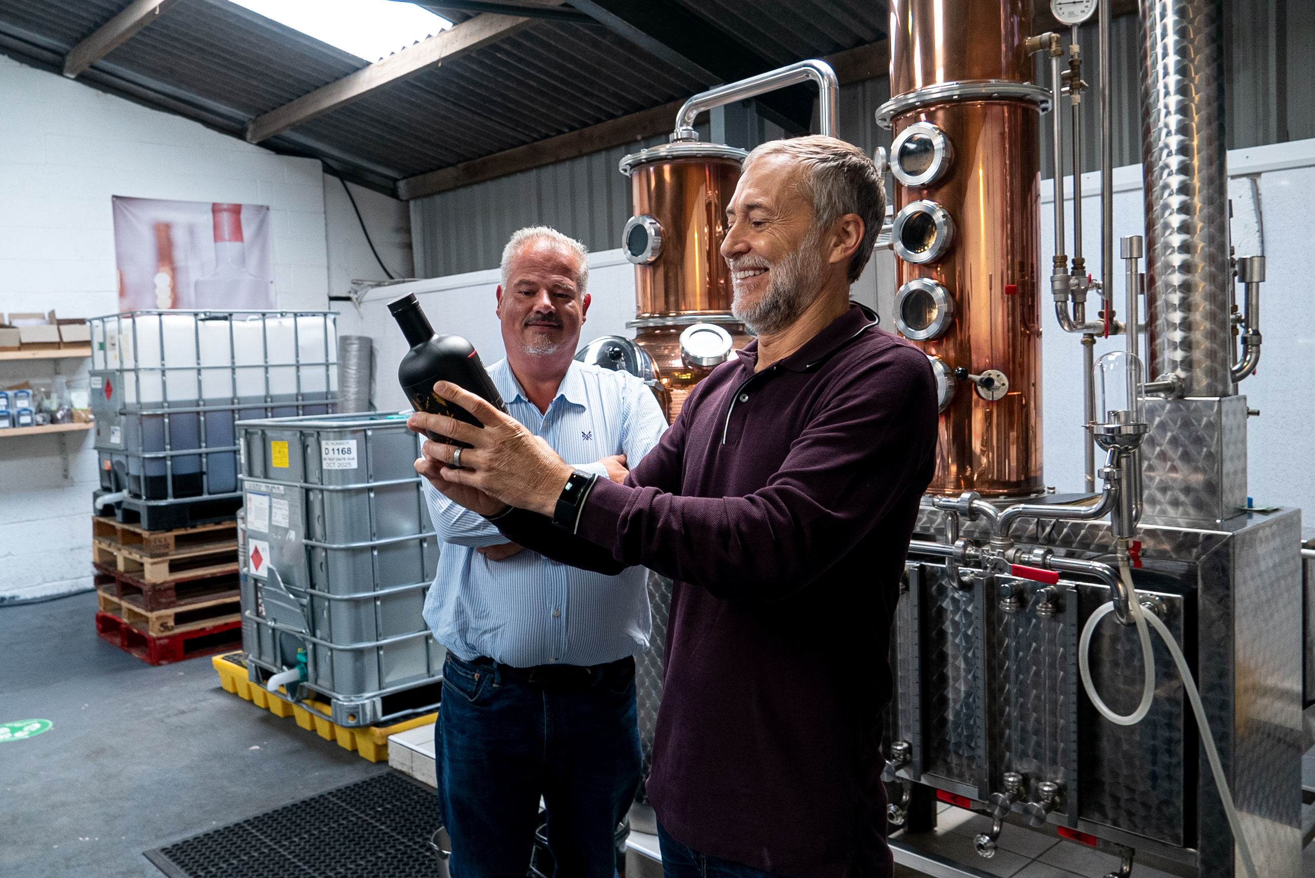 Michel Roux Jr at Nelson's Distillery with his new Le Gavroche Gin