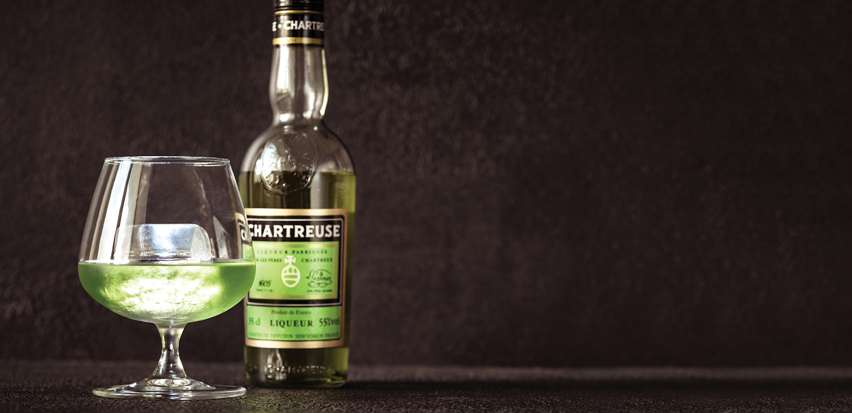 A glass of Green Chartreuse